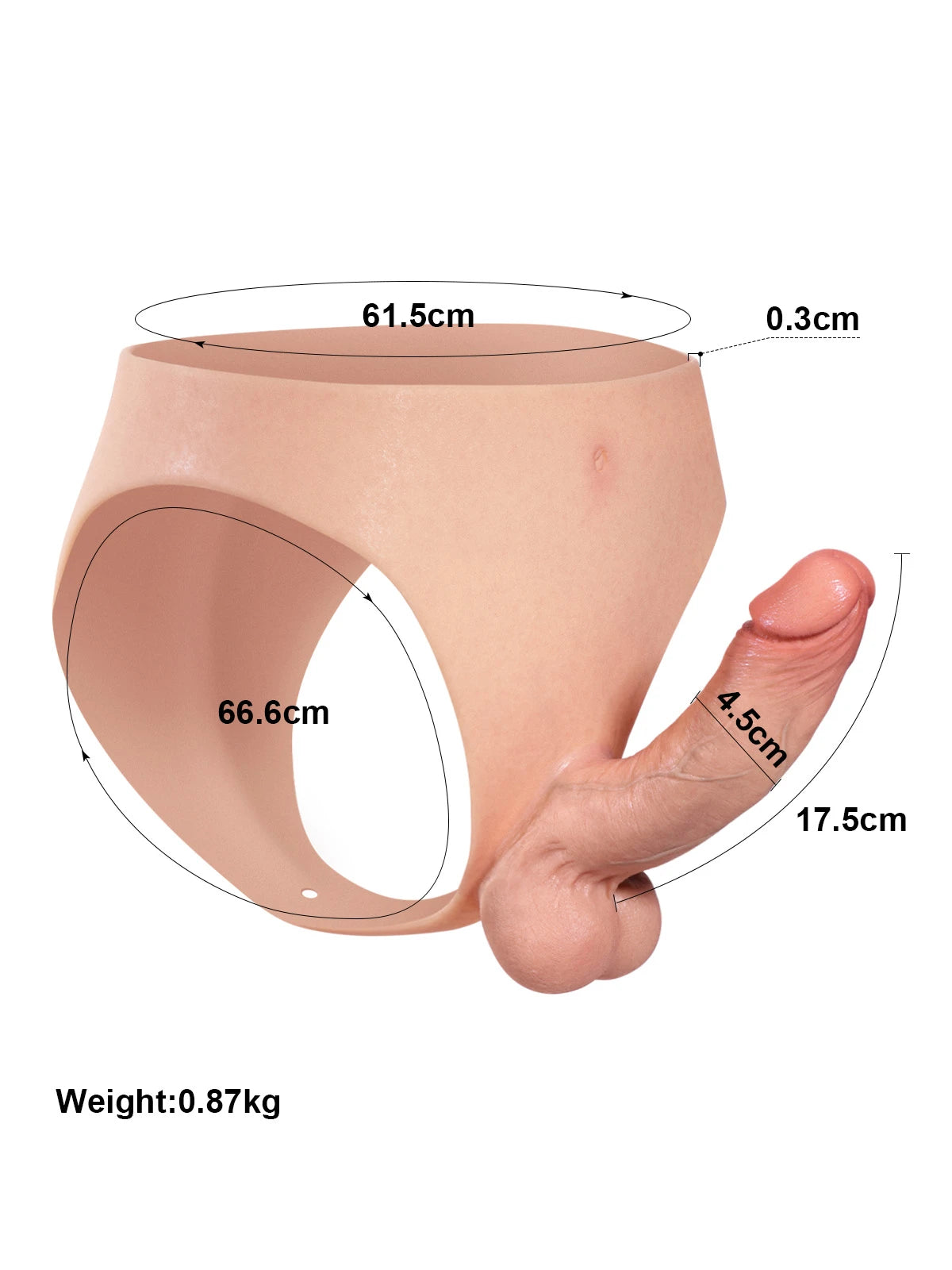 Jordan - Harnais en Silicone avec Godemichet Solide pour Plaisir Féminin - 17,5 cm