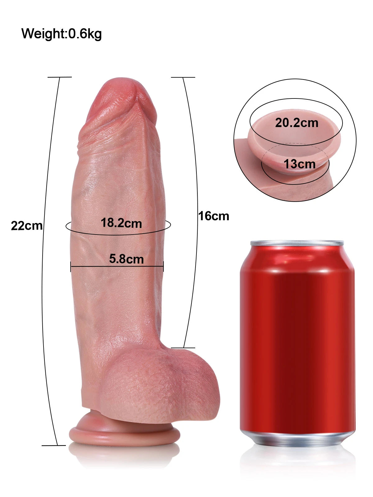 Jorge - Gode Réaliste Gros et Épais en Silicone, Plaisir Intense - 22 cm