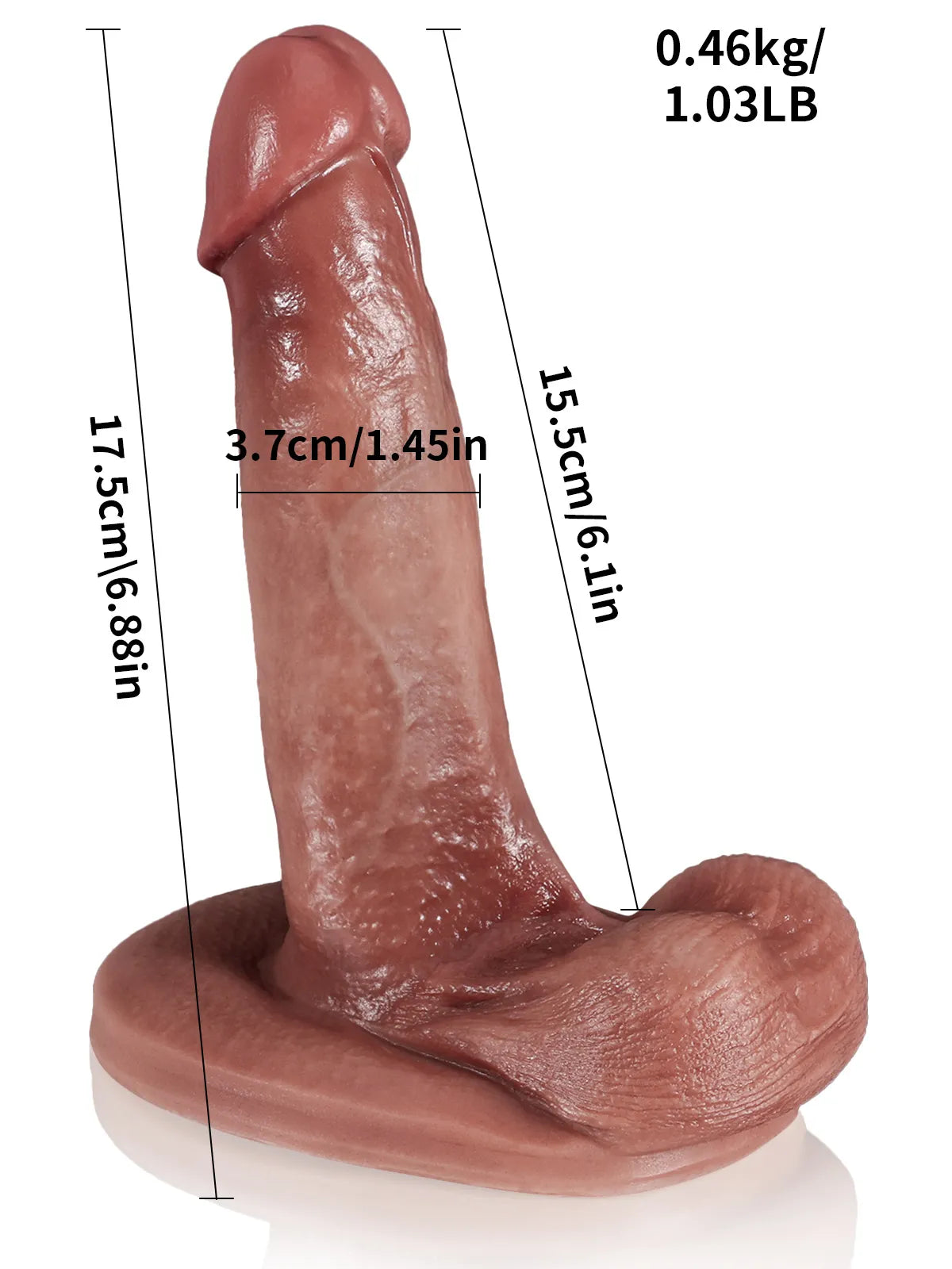 Kai - Godemichet Réaliste à Peau Coulissante avec Ventouse Puissante - 17,5 cm