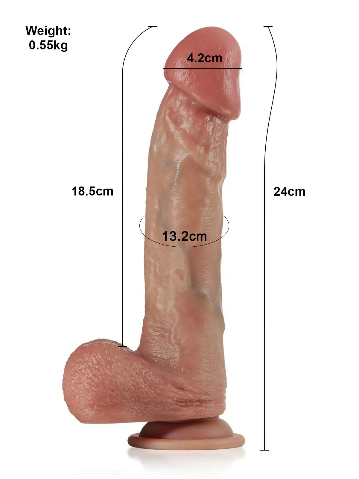Kevin - Gode Vibrant à Poussées avec Fonction Chauffante et Télécommande - 24 cm