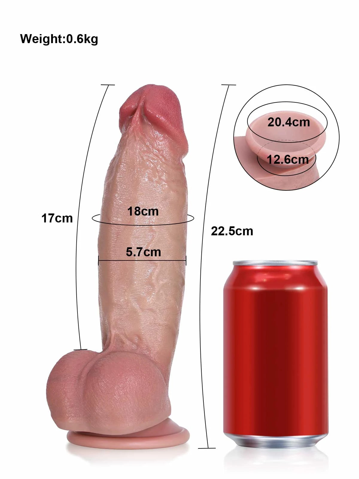Kimi - Gode Réaliste Épais et Ultra-Souple Effet Peau - 22,5 cm