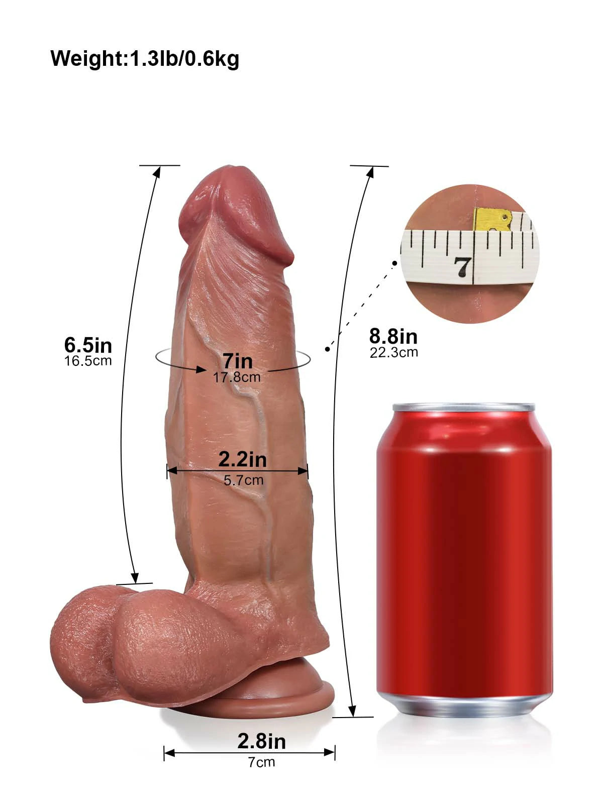 Konrad - Gode Réaliste SlidingSkin Épais avec Testicules Mobiles - 22,3 cm