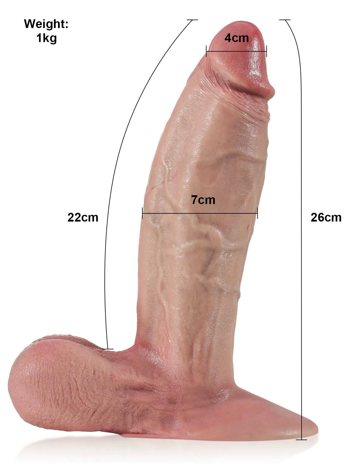 Laurent - Godemichet Réaliste Énorme et Épais Compatible Vac-U-Lock - 26 cm