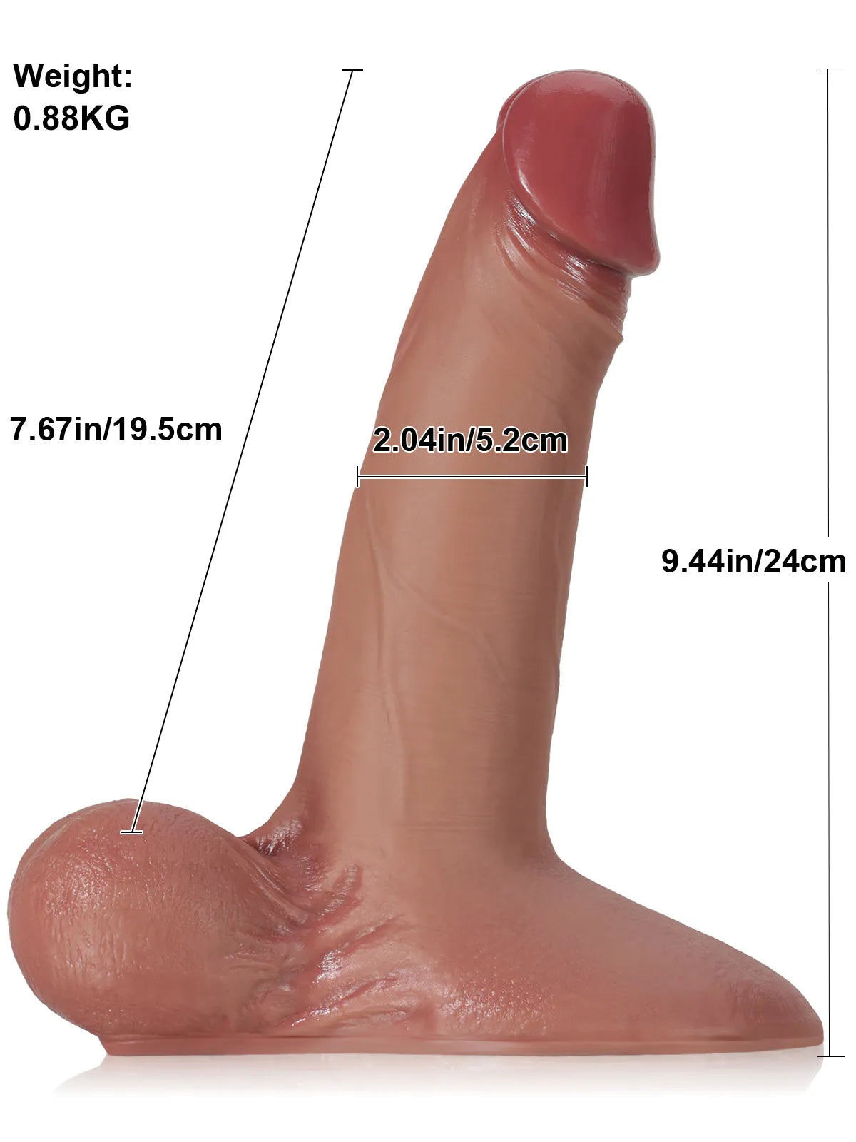 Lichtner - Gode Réaliste à Peau Coulissante, Base Vac-U-Lock - 24 cm