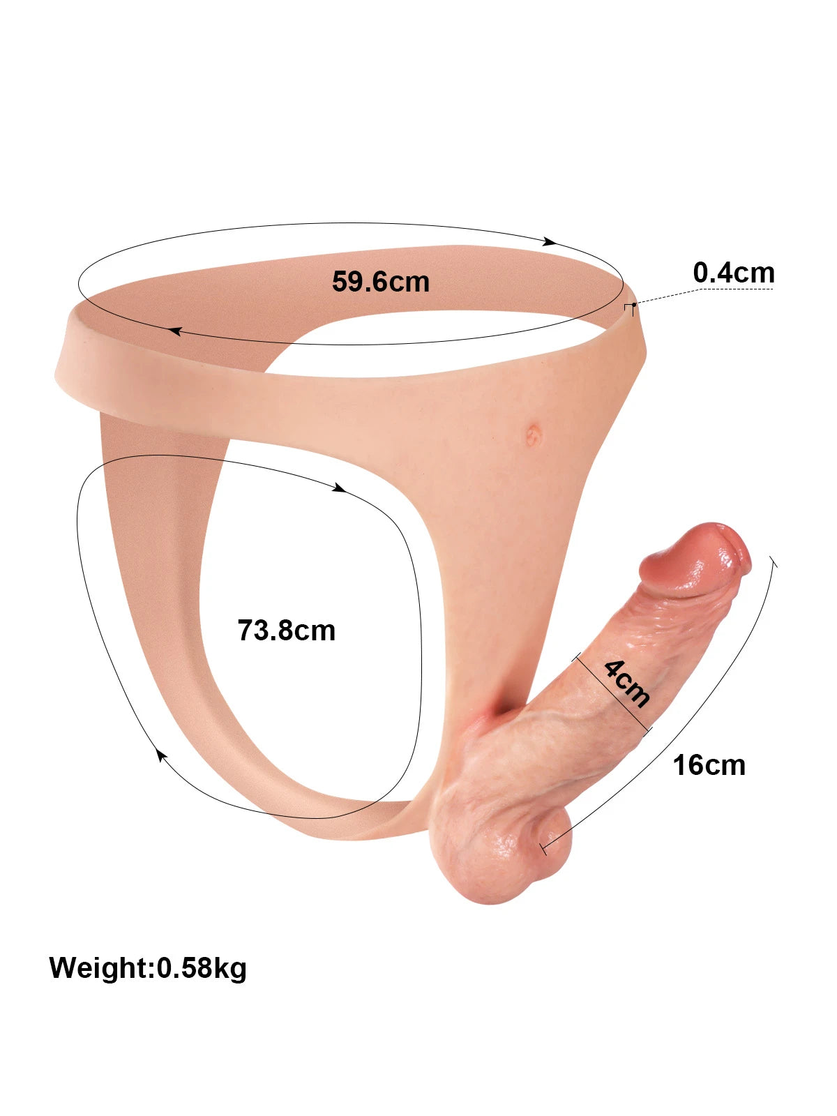 Miguel - Harnais Léger en Silicone avec Godemichet Réaliste et Sangle Fine - 16 cm