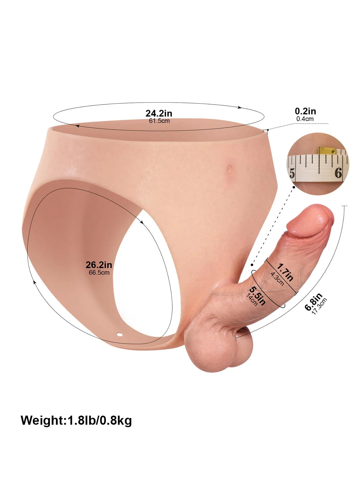 Oscar - Gode Ceinture en Silicone avec Godemichet Solide pour Plaisir Féminin - 17,3 cm