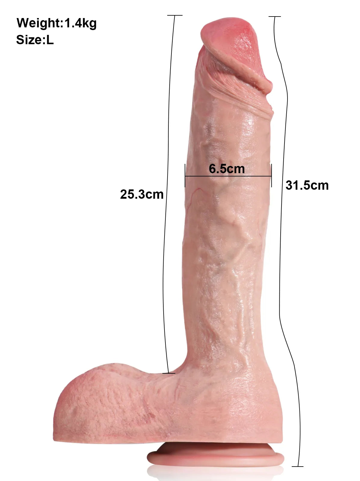 Pascal - Godemichet Réaliste Long et Épais avec Veines Marquées - 31,5 cm