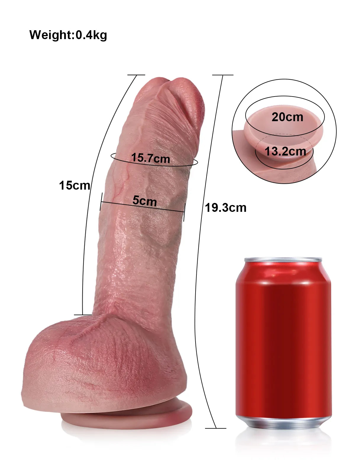 Reece - Godemichet Réaliste en Silicone Courbé et Souple avec Bourses Serrées - 19 cm