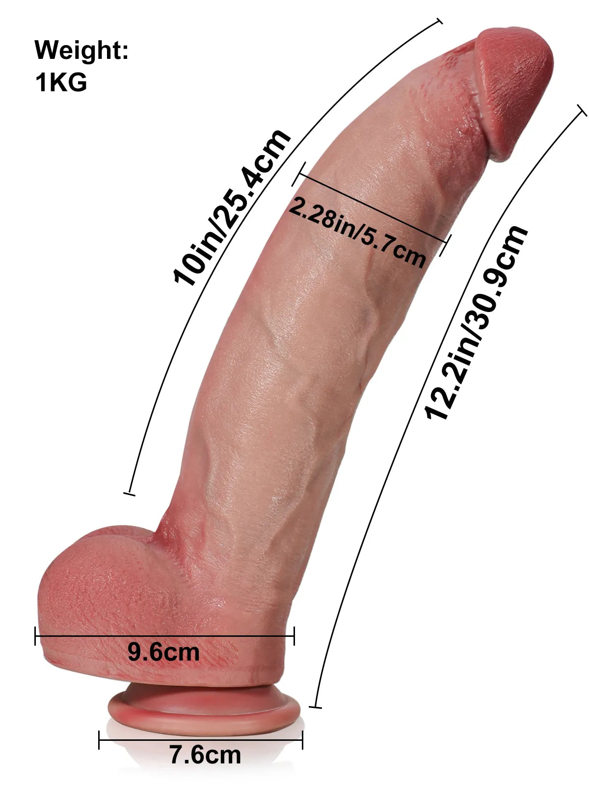 Farid - Godemichet Réaliste Grand, Courbé et Épais en Silicone Souple - 30,9 cm