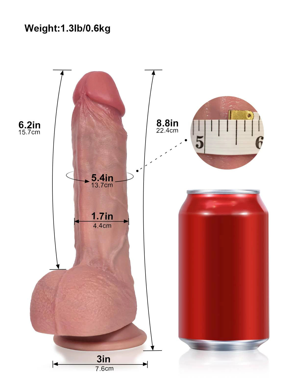 Roman - Gode Vibrant 3 Poussées 3 Vibrations 3 Combinés - 22,4 cm