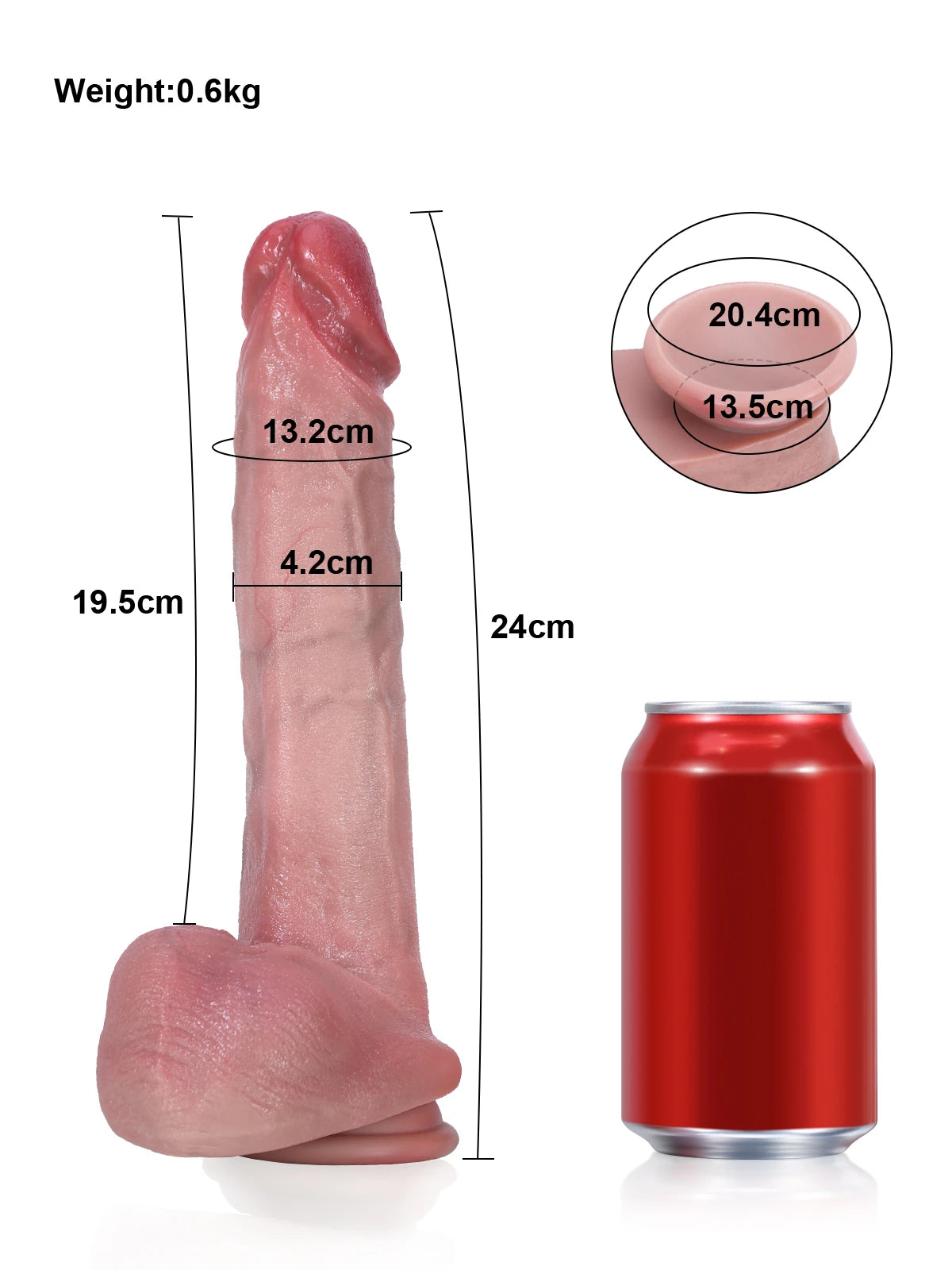 Sean - Gode Réaliste Élancé avec Gland Sexy et Testicules Plissés - 24 cm