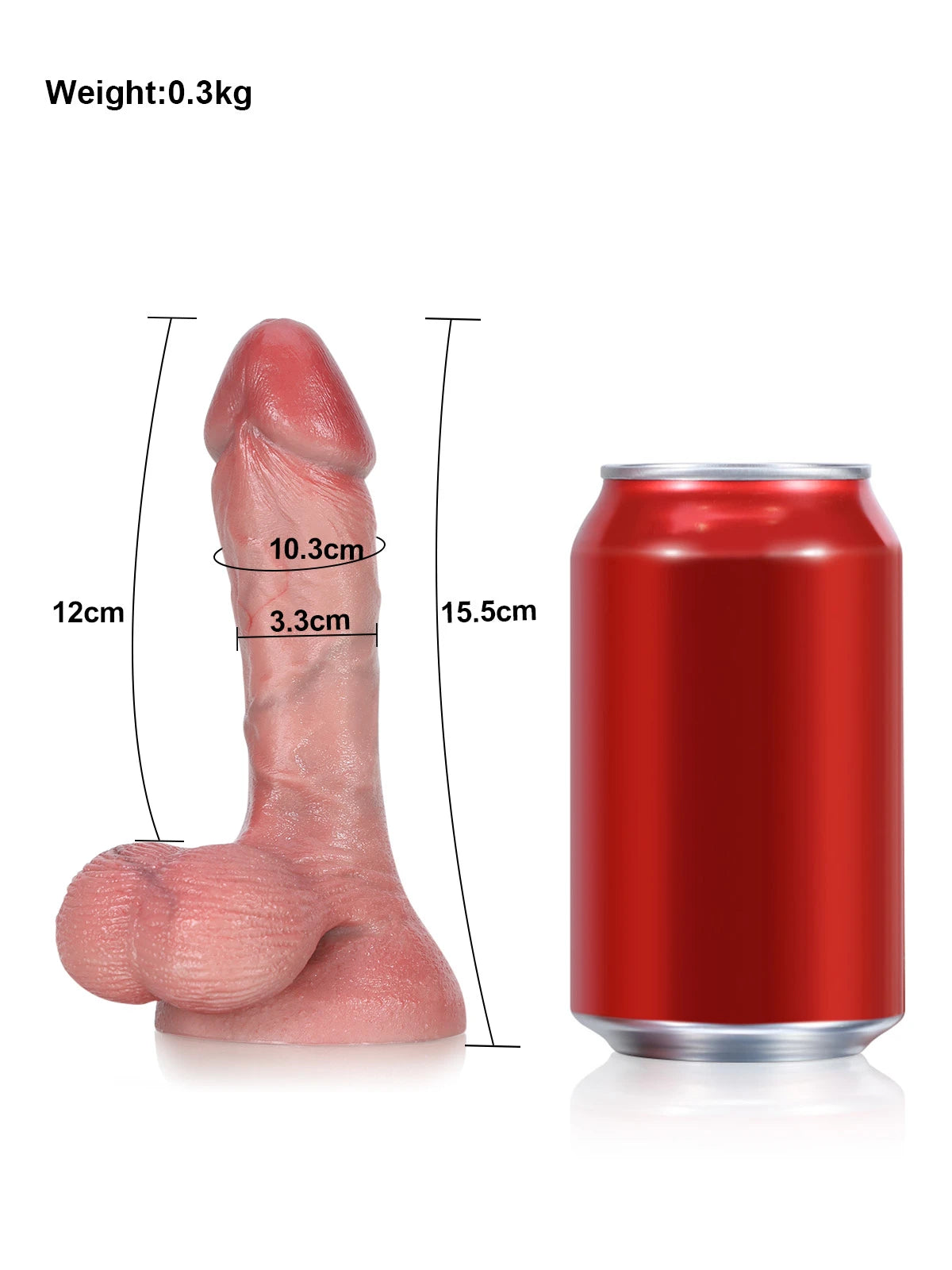 Smith - Gode Ultra-Réaliste en Silicone Souple, Format Court avec Testicules - 15,8 cm